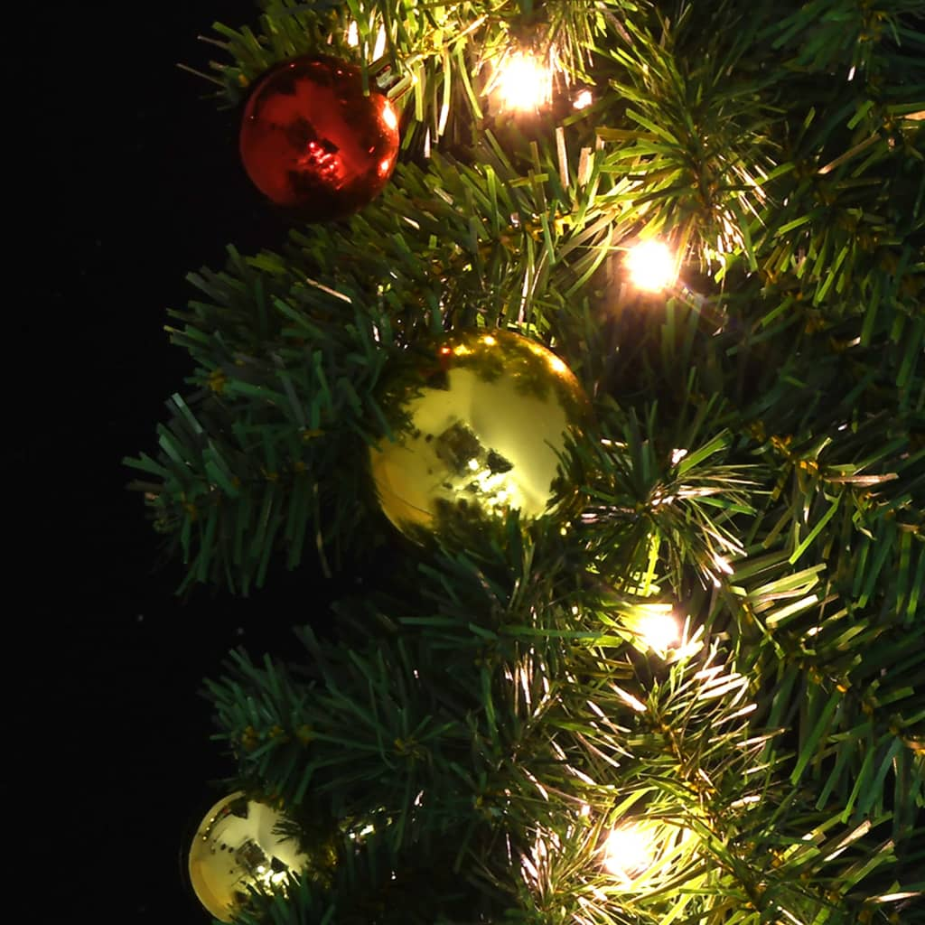 Christmas Garland Decorated with Baubles and LED Lights 16 ft