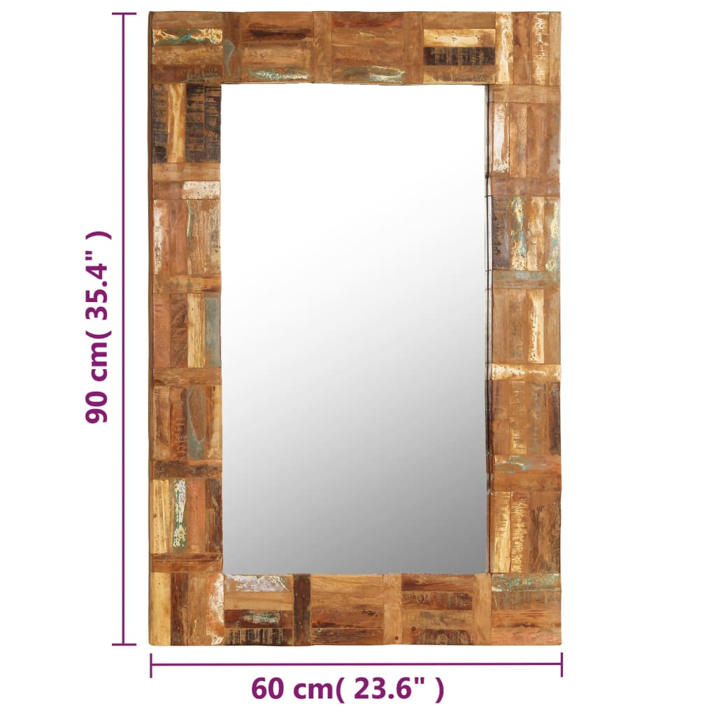 vidaXL Wall Mirror Solid Reclaimed Wood 23.6"x35.4"