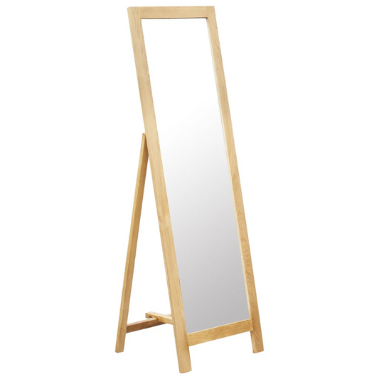 vidaXL Freestanding Mirror 18.8"x18.3"x59" Solid Oak Wood