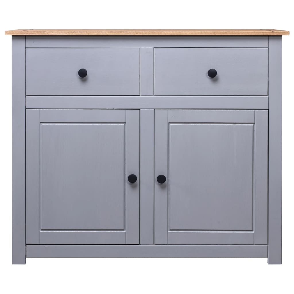 vidaXL Sideboard Gray 36.6"x15.7"x31.5" Solid Pinewood Panama Range