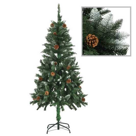 Artificial Christmas Tree with Pine Cones and White Glitter 5 ft