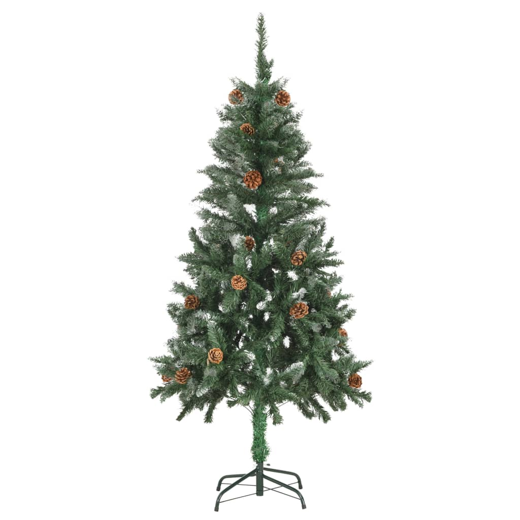 Artificial Christmas Tree with Pine Cones and White Glitter 5 ft