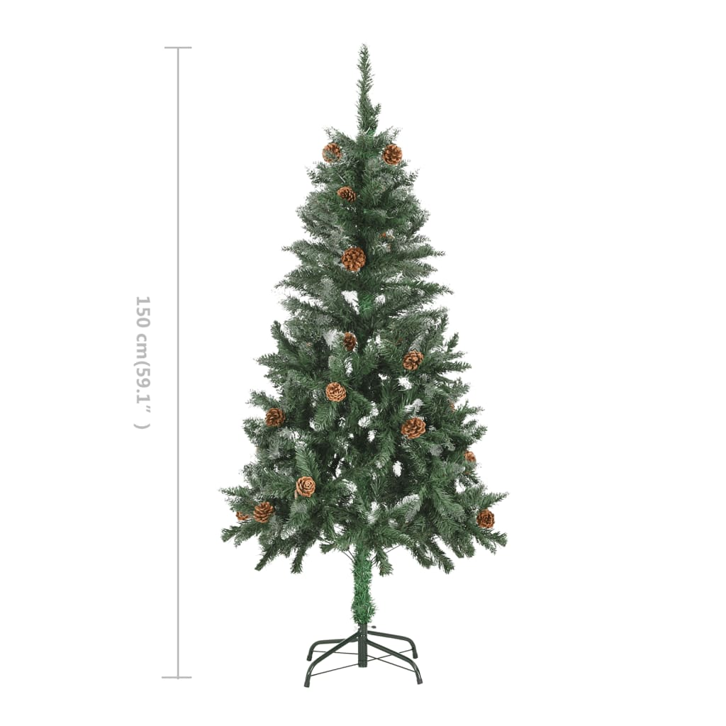 Artificial Christmas Tree with Pine Cones and White Glitter 5 ft