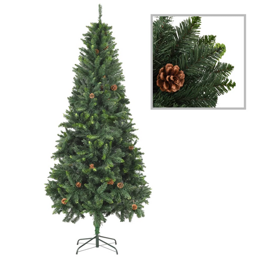 Artificial Christmas Tree with Pine Cones Green 7 ft