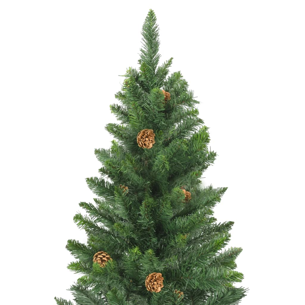 Artificial Christmas Tree with Pine Cones Green 7 ft