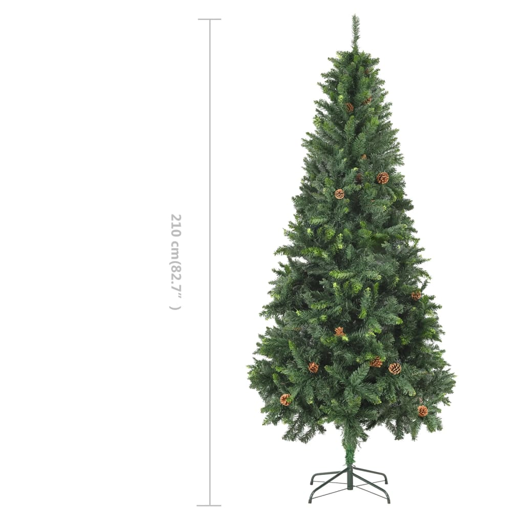 Artificial Christmas Tree with Pine Cones Green 7 ft