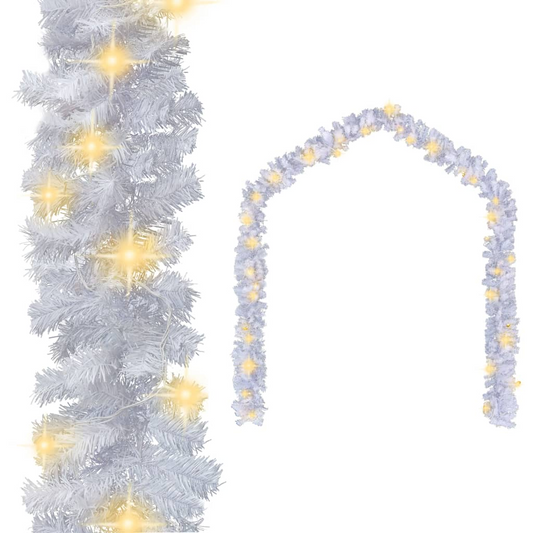 Christmas Garland with LED Lights 33 ft White