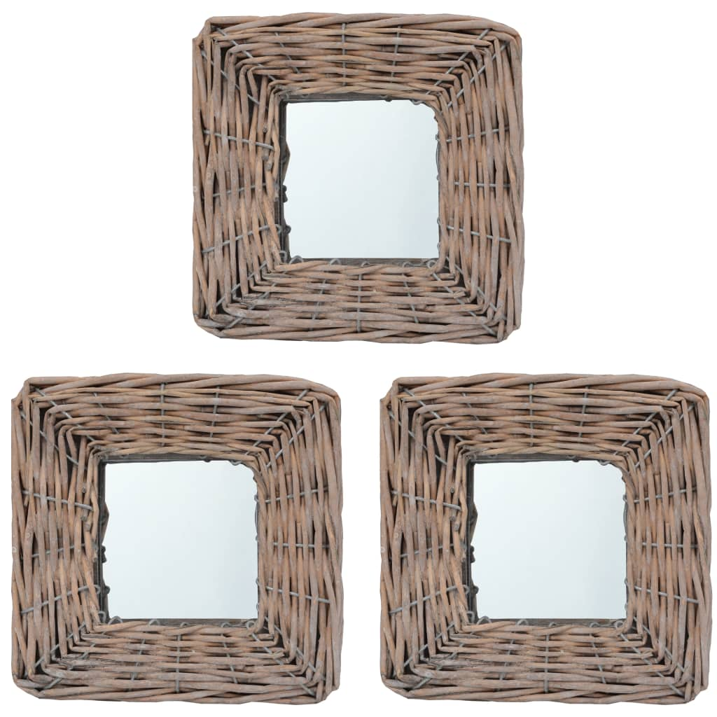 vidaXL Mirrors 3 pcs 5.9"x5.9" Wicker