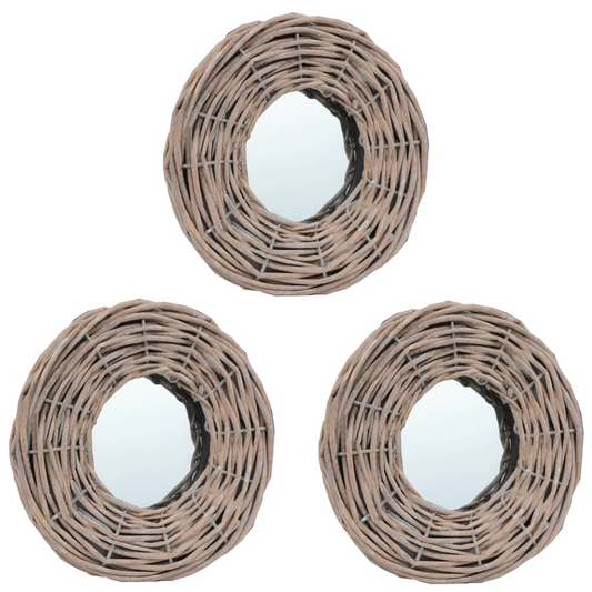 vidaXL Mirrors 3 pcs 5.9" Wicker