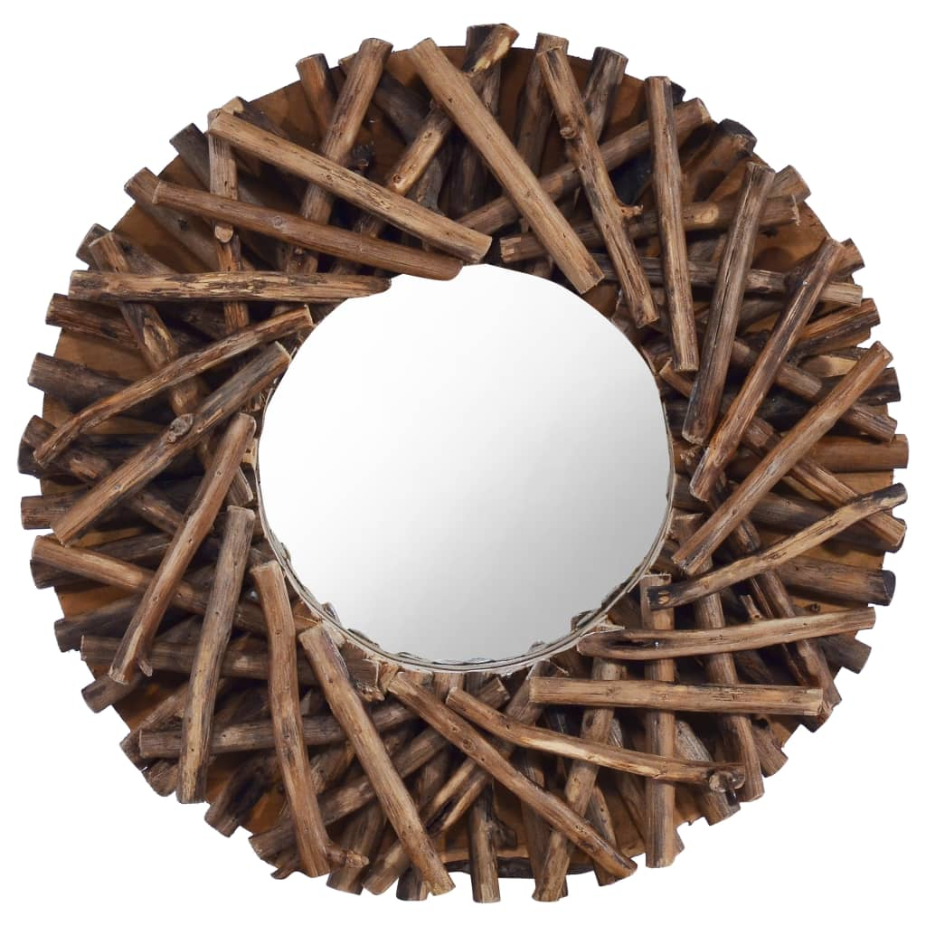 vidaXL Wall Mirror 15.7" Teak Round