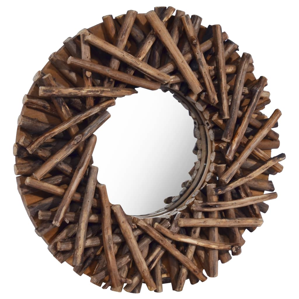 vidaXL Wall Mirror 15.7" Teak Round