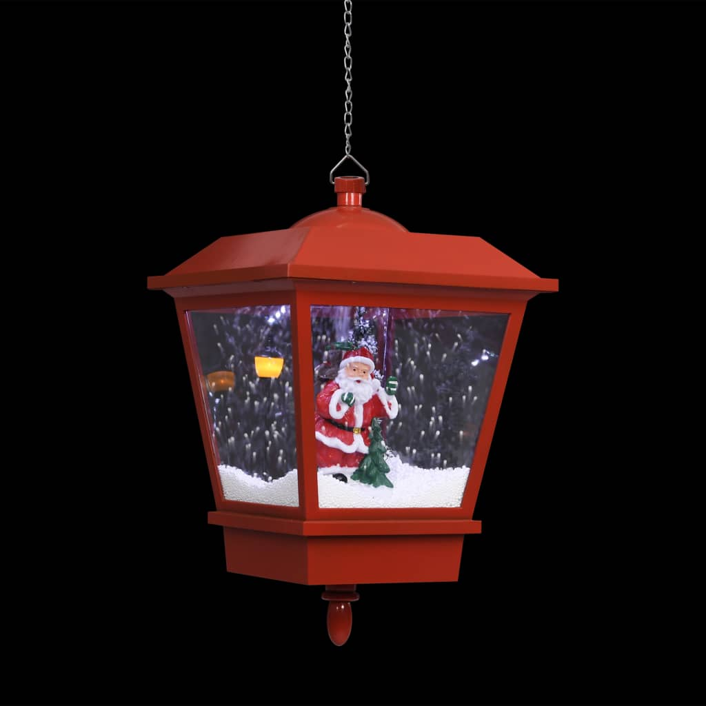 Christmas Hanging Lamp with LED Light and Santa Red 10.6"x10.6"x17.7"