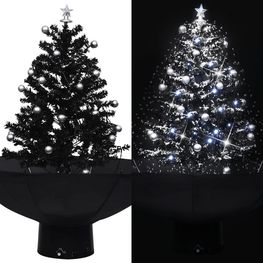 Snowing Christmas Tree with Umbrella Base Black 2 ft PVC