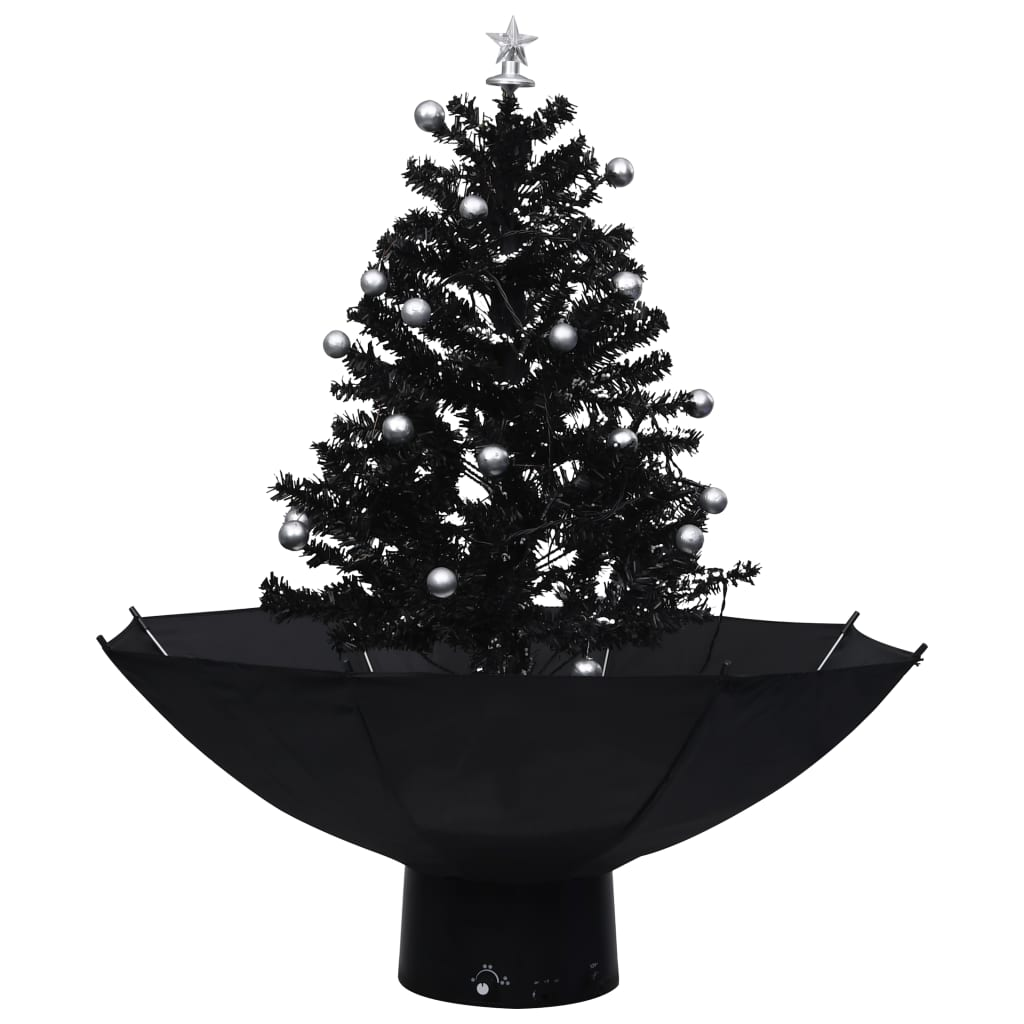 Snowing Christmas Tree with Umbrella Base Black 2 ft PVC