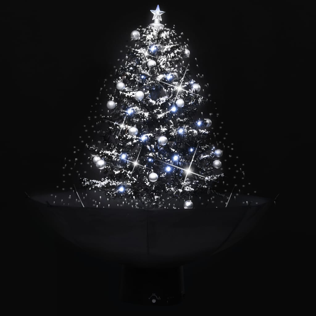 Snowing Christmas Tree with Umbrella Base Black 2 ft PVC