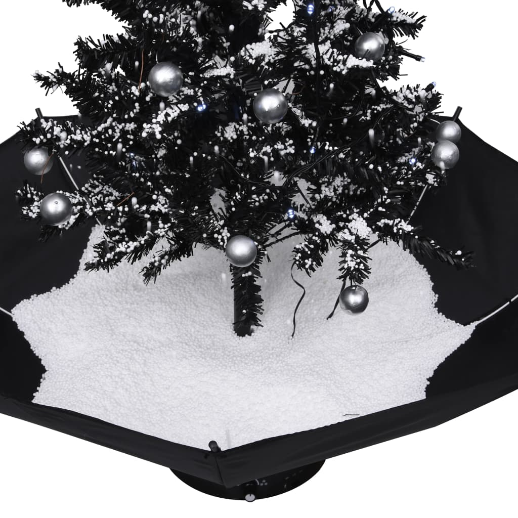 Snowing Christmas Tree with Umbrella Base Black 2 ft PVC