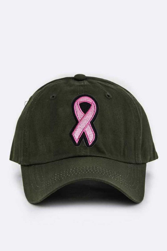 Pink Ribbon Patch Washed Canvas Cap