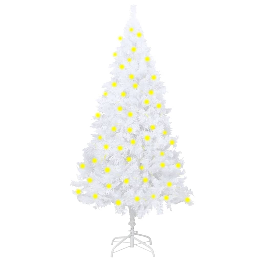 Artificial Pre-lit Christmas Tree with Thick Branches White 70.9"