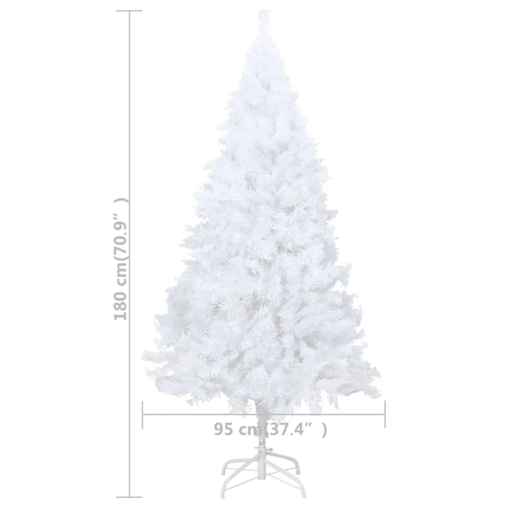 Artificial Pre-lit Christmas Tree with Thick Branches White 70.9"