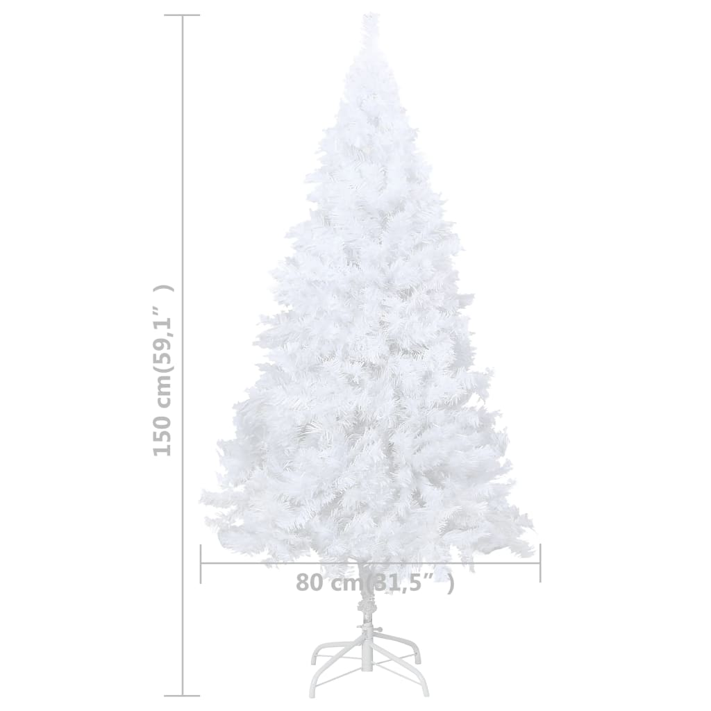 Artificial Pre-lit Christmas Tree with Thick Branches White 59.1"