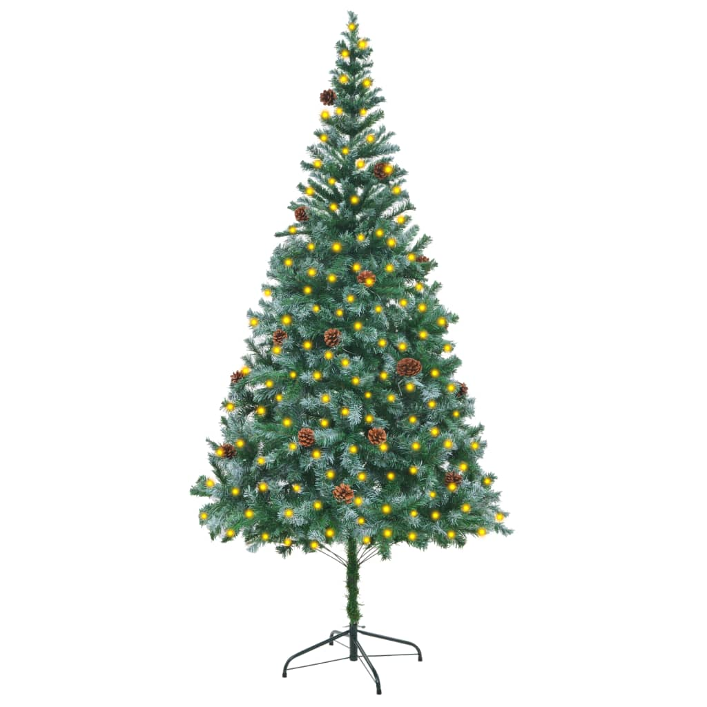 vidaXL Artificial Pre-lit Christmas Tree with Pinecones 82.7"