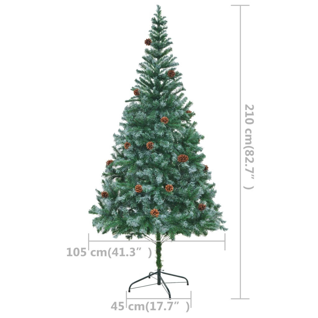 vidaXL Artificial Pre-lit Christmas Tree with Pinecones 82.7"