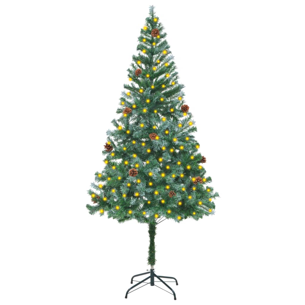 Artificial Pre-lit Christmas Tree with Pinecones 70.9"