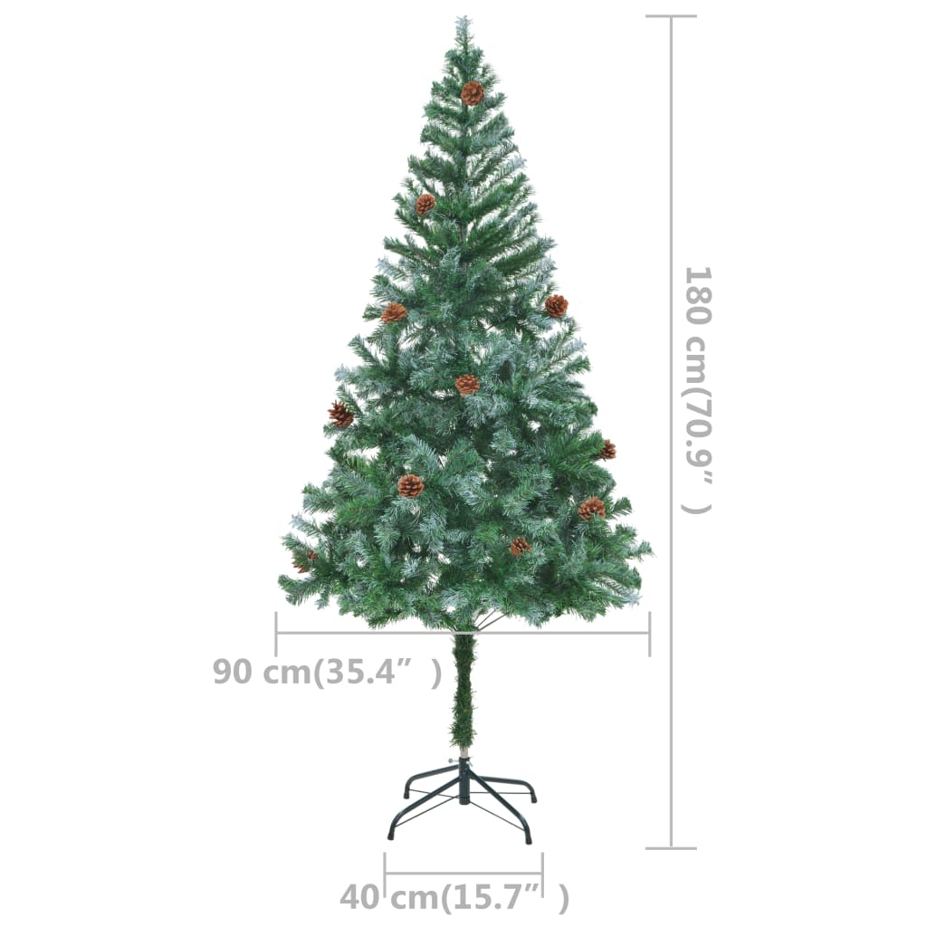 Artificial Pre-lit Christmas Tree with Pinecones 70.9"