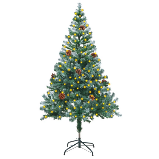 Frosted Pre-lit Christmas Tree with Pinecones 59.1"