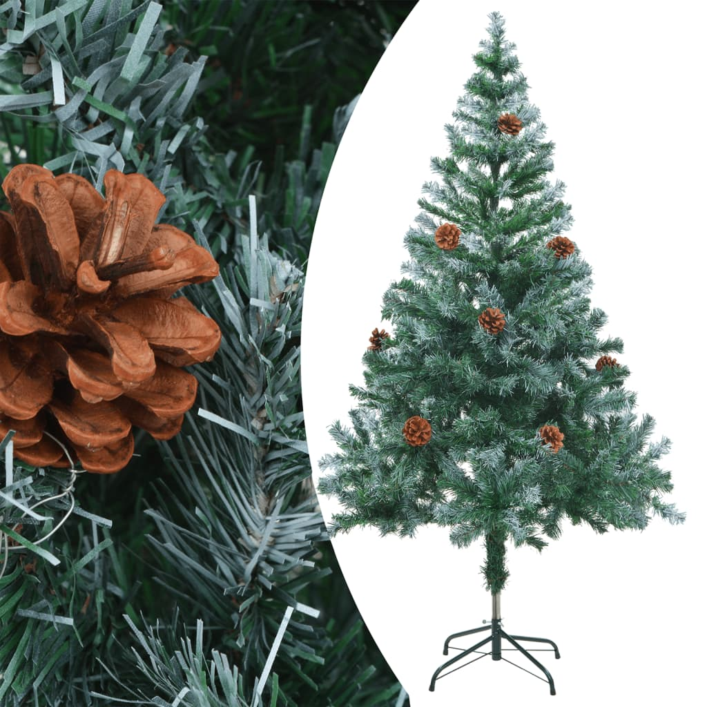 Frosted Pre-lit Christmas Tree with Pinecones 59.1"