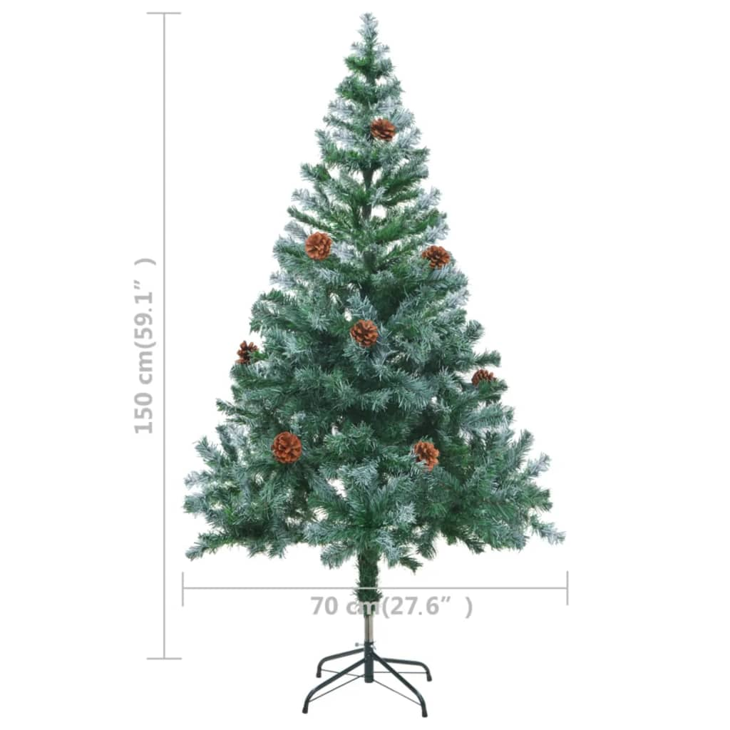 Frosted Pre-lit Christmas Tree with Pinecones 59.1"