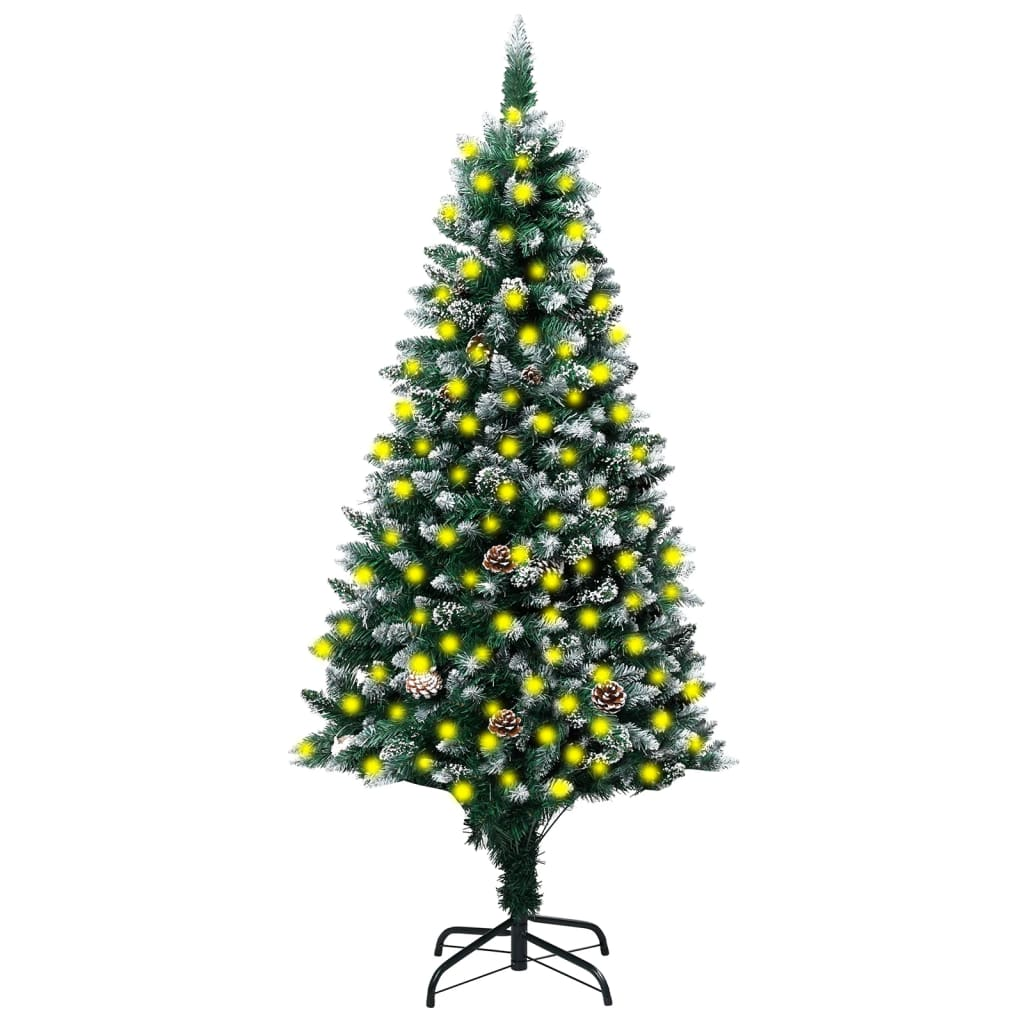 Artificial Christmas Tree LEDs&Pine Cones&White Snow 94.5"