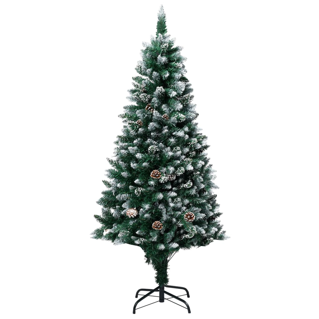 Artificial Christmas Tree LEDs&Pine Cones&White Snow 94.5"