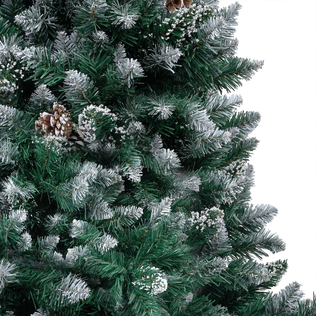 Artificial Christmas Tree LEDs&Pine Cones&White Snow 94.5"