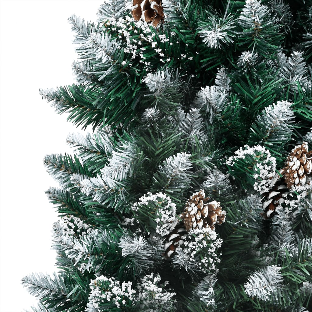 Artificial Christmas Tree LEDs&Pine Cones&White Snow 82.7"