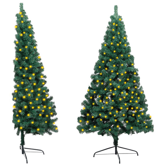 Artificial Half Pre-lit Christmas Tree with Stand Green 59.1" PVC