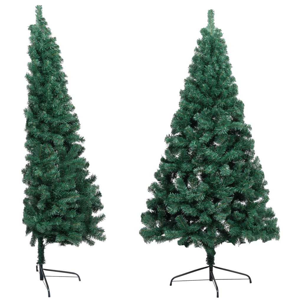 Artificial Half Pre-lit Christmas Tree with Stand Green 59.1" PVC