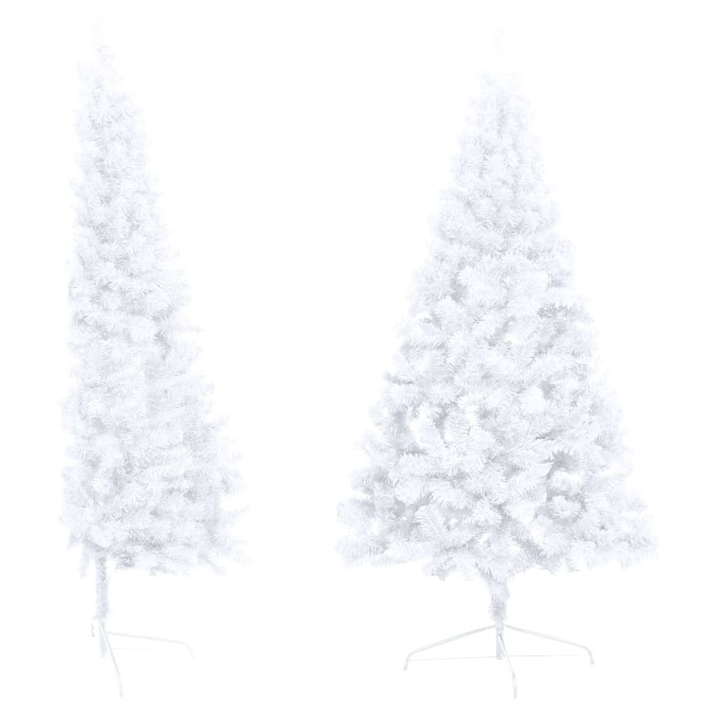 Artificial Half Pre-lit Christmas Tree with Stand White 82.7" PVC