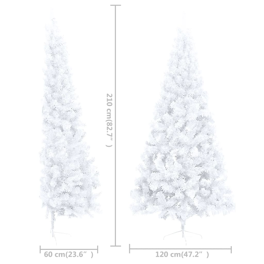 Artificial Half Pre-lit Christmas Tree with Stand White 82.7" PVC