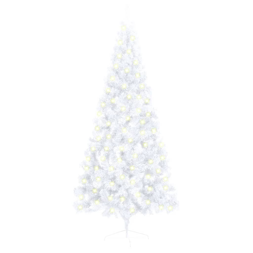 Artificial Half Pre-lit Christmas Tree with Stand White 70.9" PVC