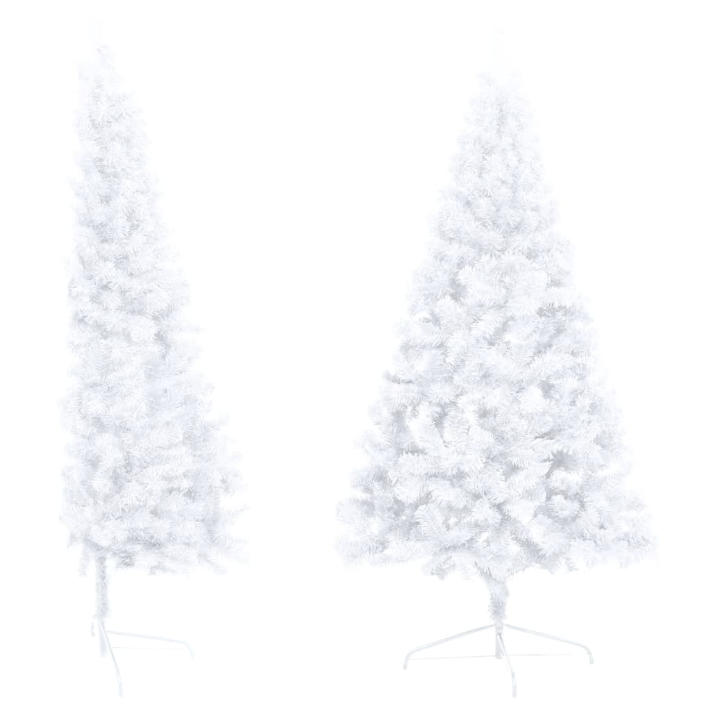 Artificial Half Pre-lit Christmas Tree with Stand White 70.9" PVC