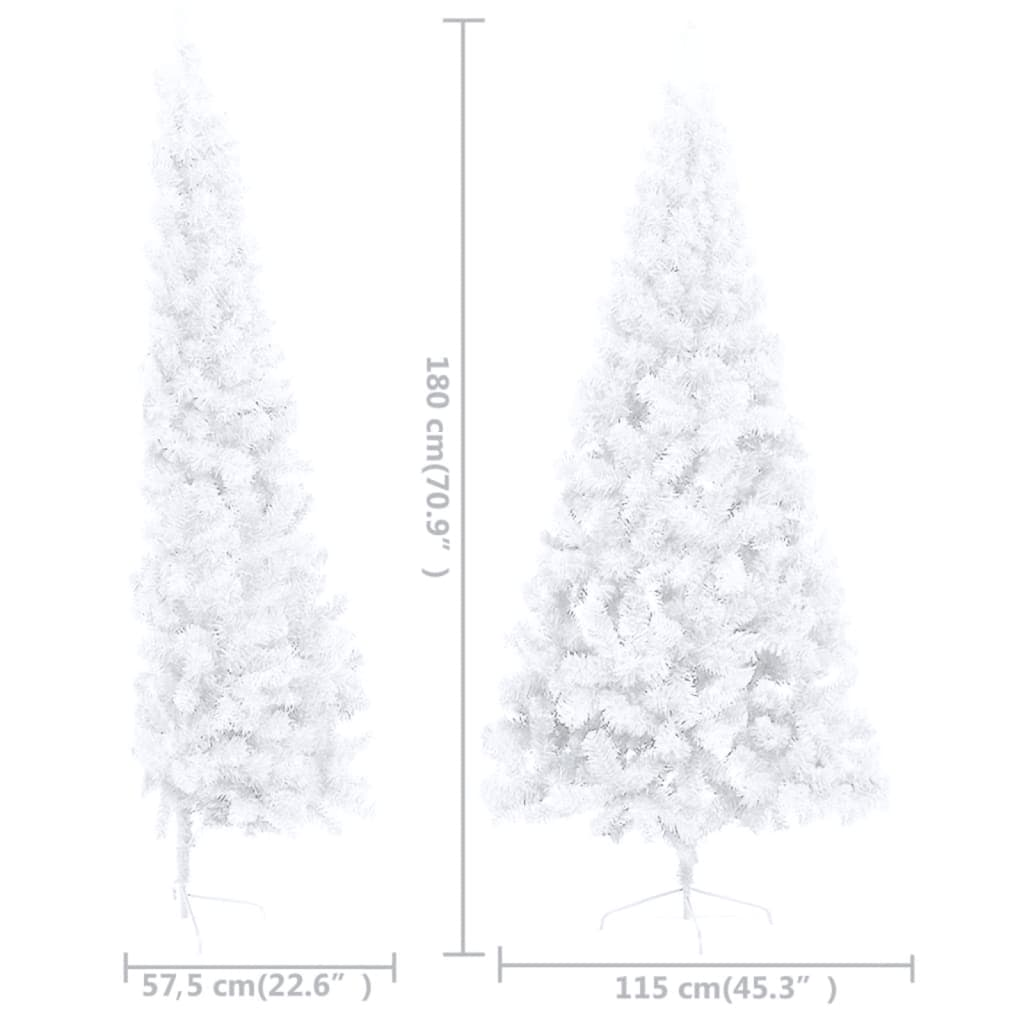 Artificial Half Pre-lit Christmas Tree with Stand White 70.9" PVC