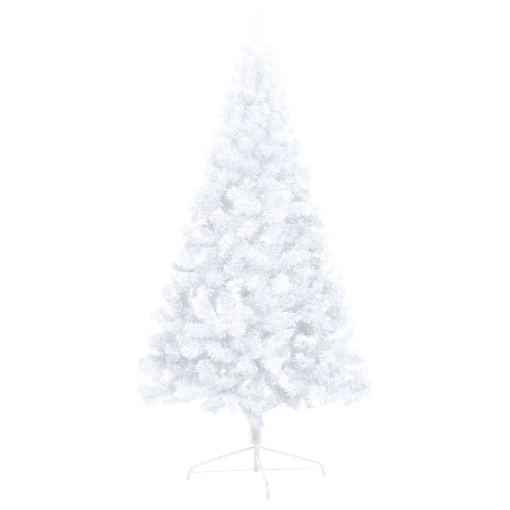 Artificial Half Pre-lit Christmas Tree with Stand White 59.1" PVC