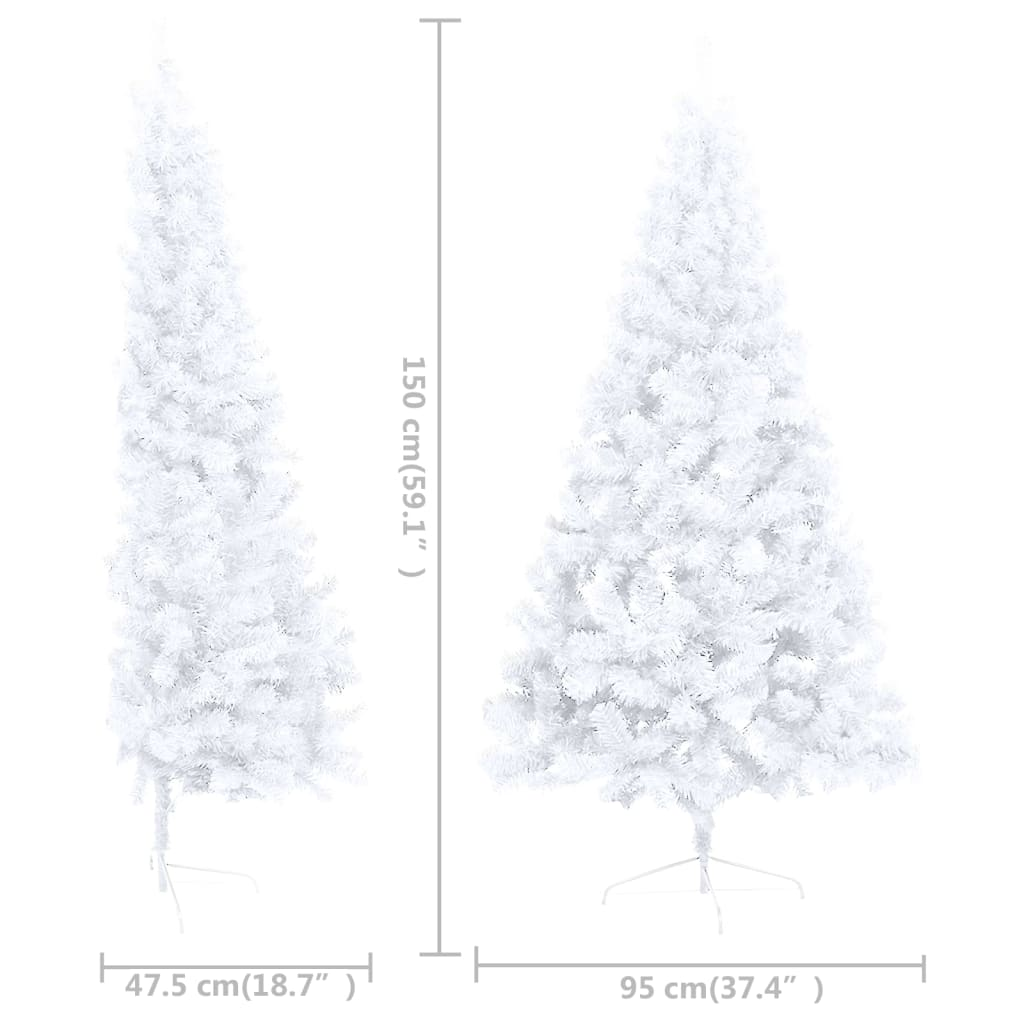 Artificial Half Pre-lit Christmas Tree with Stand White 59.1" PVC