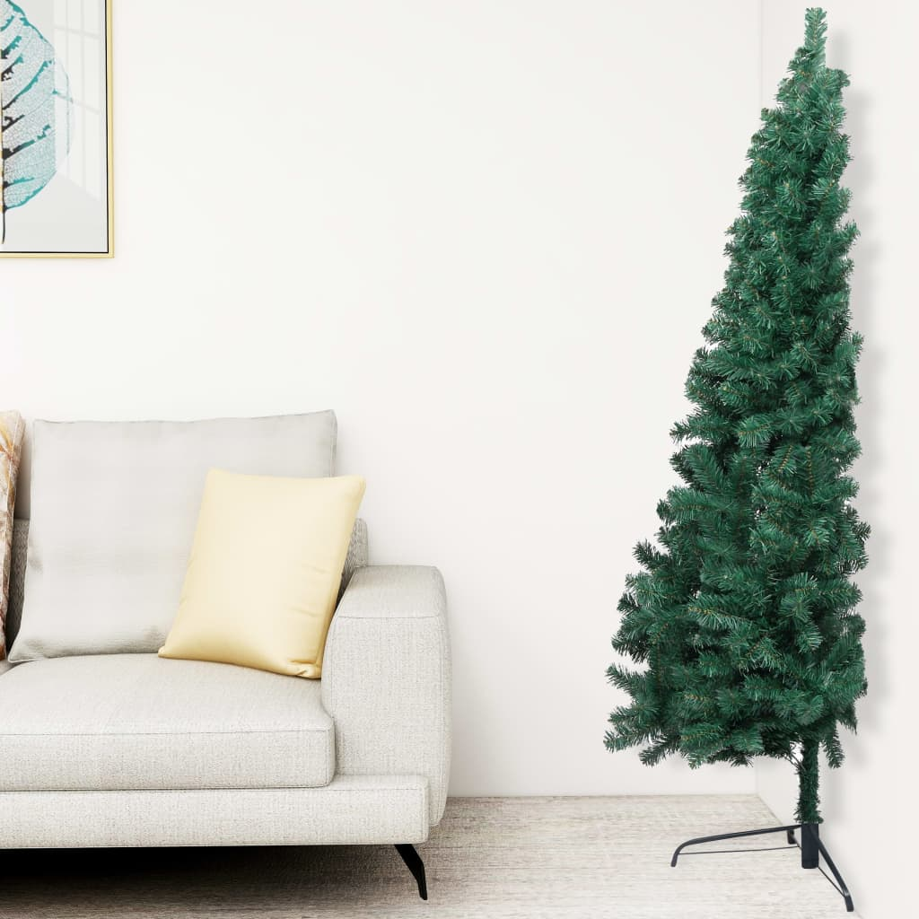 Artificial Half Pre-lit Christmas Tree with Stand Green 82.7" PVC