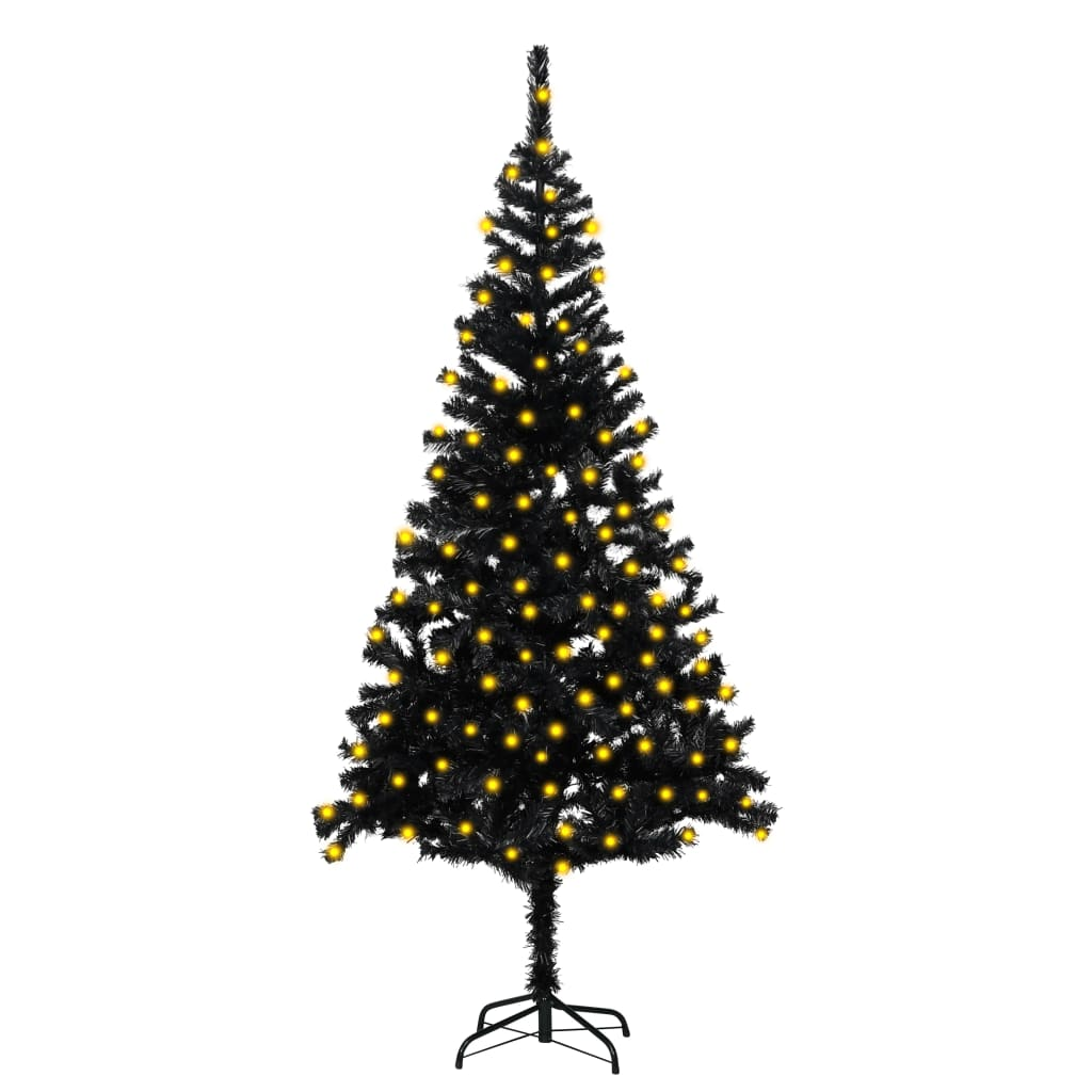 Artificial Pre-lit Christmas Tree with Stand Black 70.9" PVC