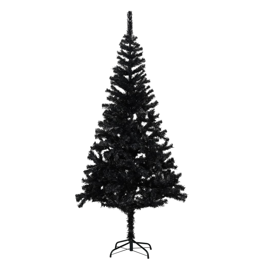 Artificial Pre-lit Christmas Tree with Stand Black 70.9" PVC