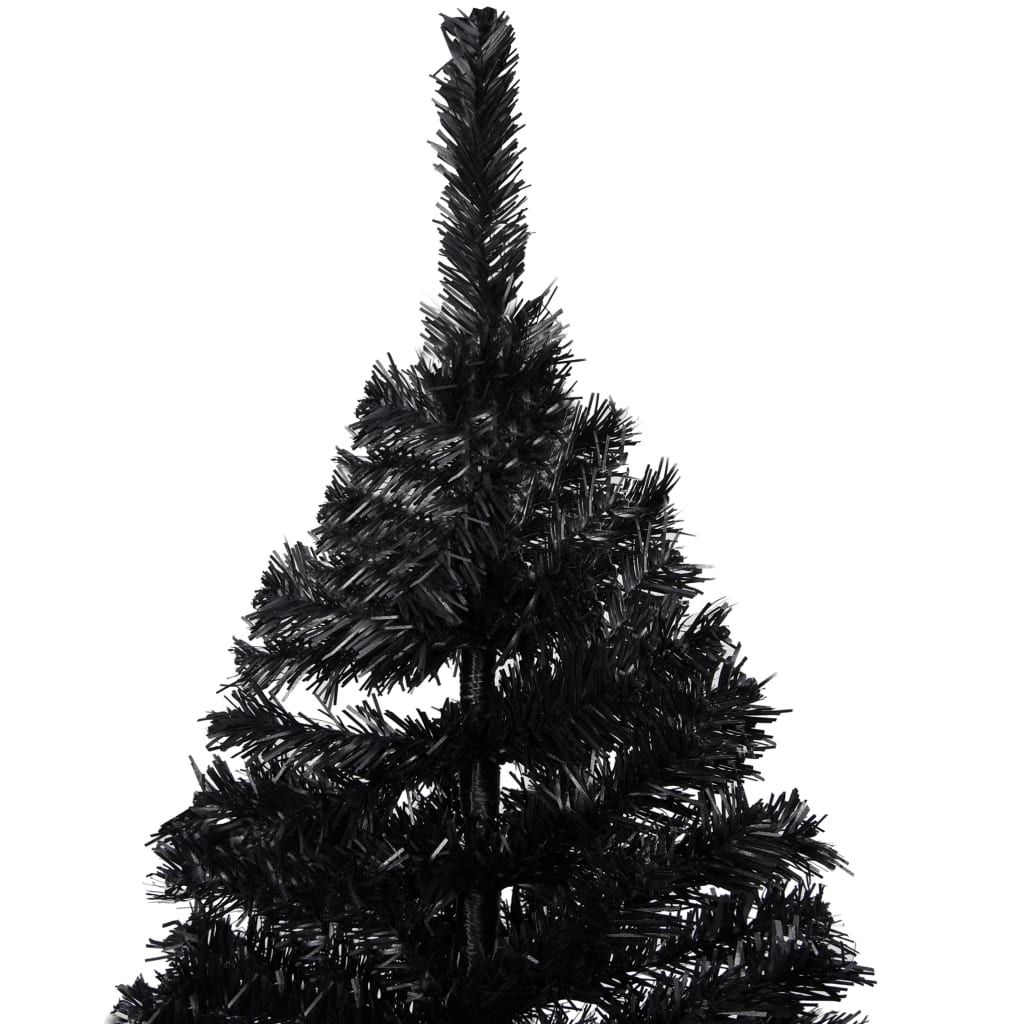 Artificial Pre-lit Christmas Tree with Stand Black 70.9" PVC