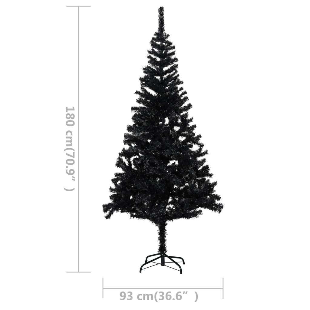 Artificial Pre-lit Christmas Tree with Stand Black 70.9" PVC