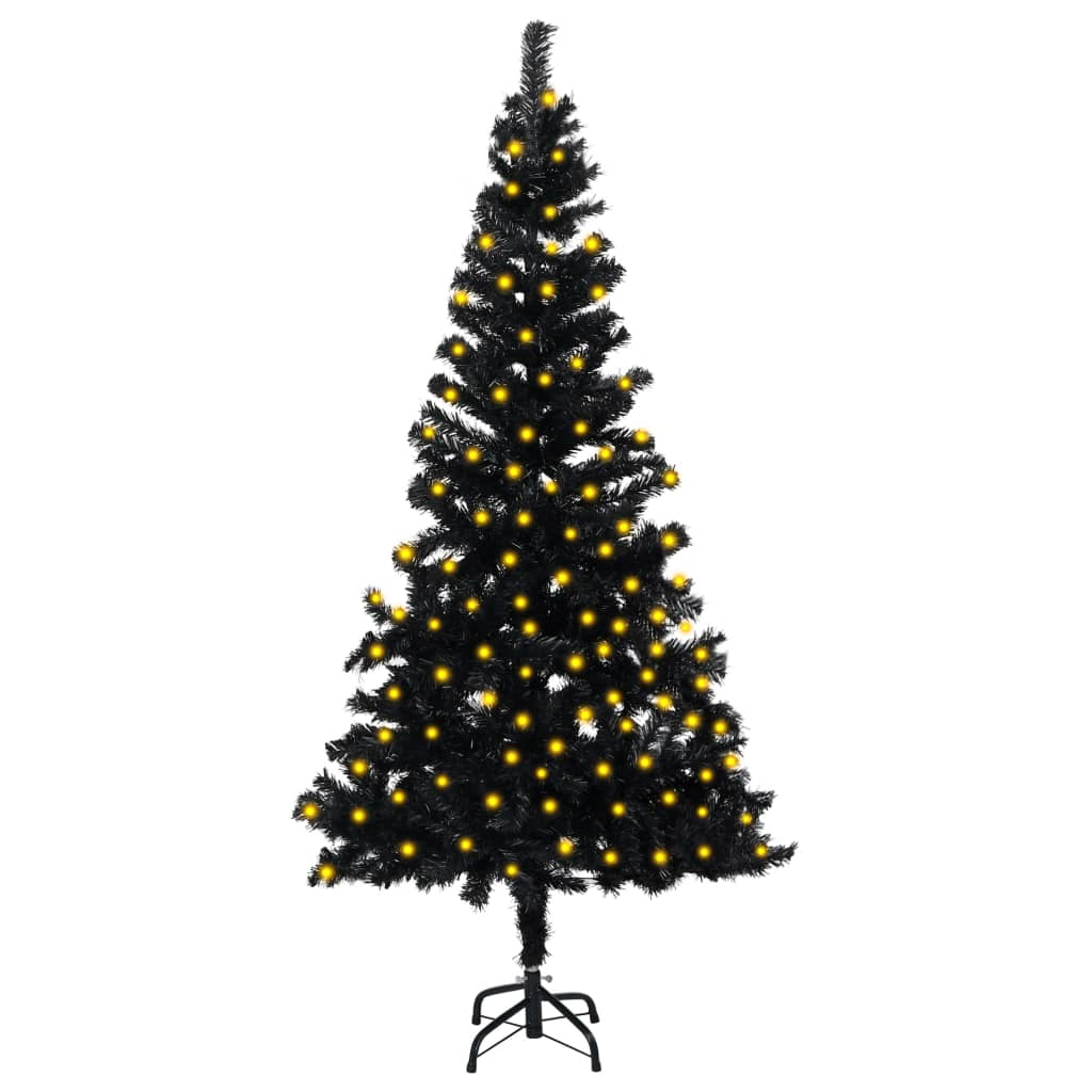 Artificial Pre-lit Christmas Tree with Stand Black 59.1" PVC